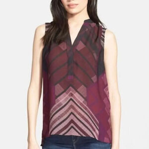 VINCE Purple Sleeveless Silk Blouse Size XS